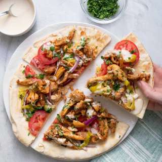 Chicken Shawarma Pita Pizza
