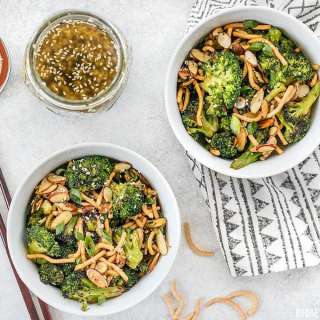 Roasted Broccoli Salad with Almonds and Simple Sesame Dressing