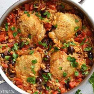 One Pot Chicken with Orzo and Olives