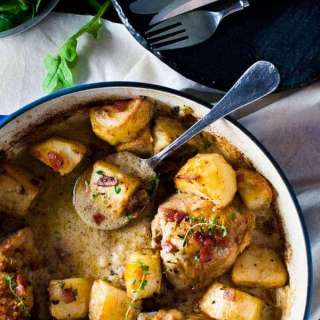 Honey Mustard Baked Chicken with Potatoes & Bacon