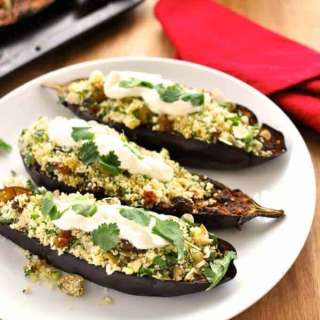Middle Eastern Roasted Eggplant with Couscous