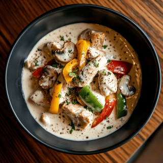 Classic Filipino Chicken a la King (Creamy Chicken with Mushrooms and Peppers)