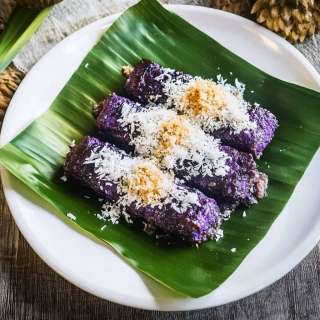 Traditional Filipino Puto Bumbong (Purple Rice Cake)