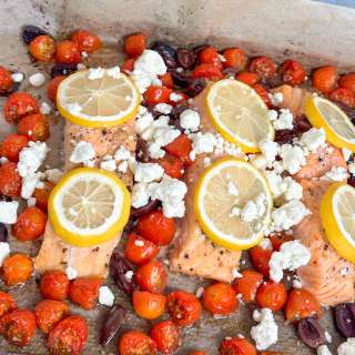 Simple Mediterranean Salmon (Sheet Pan Meal!)