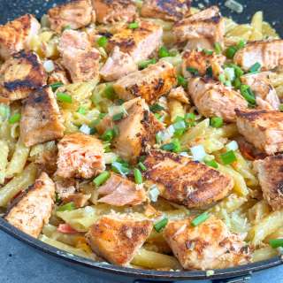 Easy Jerk Salmon Pasta (One Pan Rasta Pasta)