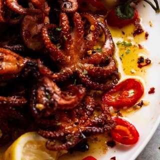 Crispy marinated baby octopus