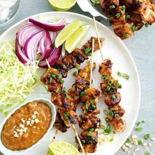 Satay Chicken with Restaurant Style Peanut Sauce (Indonesian/Bali style)