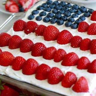 Flag Cake with Cream Cheese Topping