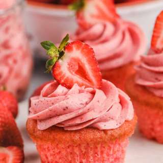 Strawberry Cupcakes with Fresh Strawberry Frosting