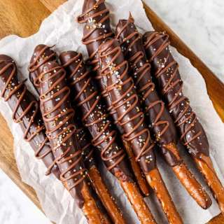 Caramel Chocolate Covered Pretzel Rods