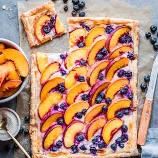 Peaches and Cream Puff Pastry Tart
