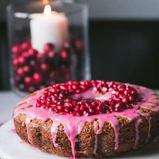 Pomegranate Glazed Gingerbread Bundt Cake