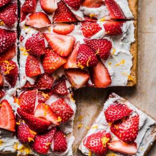 Vegan Strawberries and Cream Sheet Cake