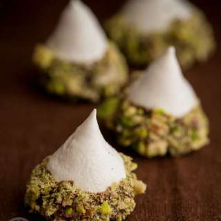 Meringue Acorns with Salted Pistachios and Chocolate