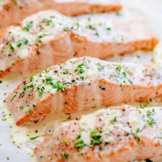 Oven Baked Salmon with Lemon Cream Sauce
