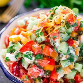 Israeli Salad with Goat Cheese