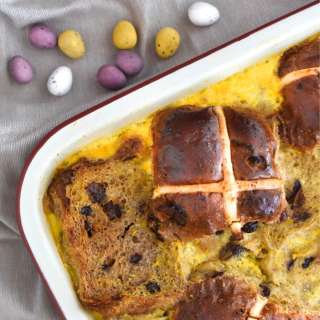 Bread and Butter Hot Cross Bun Pudding