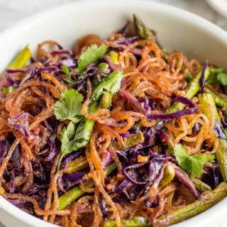 Glass Noodles Stir Fry With Asparagus And Cabbage