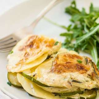 Easy To Prepare Cheesy Potatoes And Zucchini Au Gratin