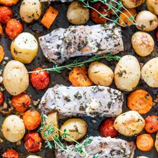 Greek Pork Loin Ribs and Potatoes Sheet Pan Dinner