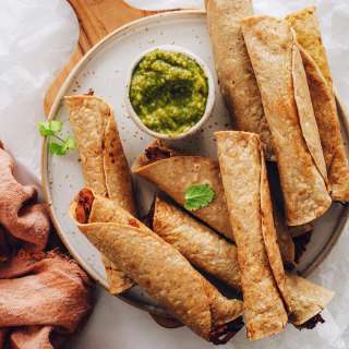 Crispy Baked Jackfruit Taquitos (Vegan, GF)