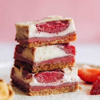 Strawberry Cheesecake Bars (Vegan + GF)