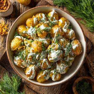 Easy Roasted Potato Salad with Garlic Dill Dressing