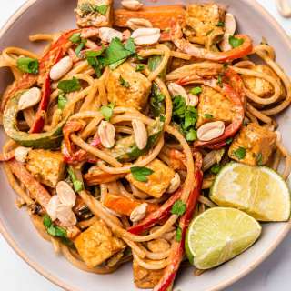 Easy Vegan Pad Thai (With Tofu and Homemade Peanut Sauce)