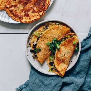 Savory Chickpea Pancakes with Leek and Mushrooms
