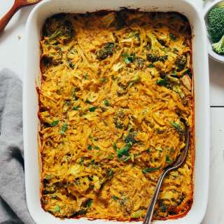 Cheesy Broccoli Hashbrown Bake (Oil-Free)