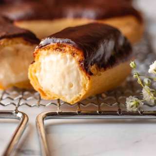 Foolproof And Easy Chocolate Eclair Recipe With Custard Filling {Plus Video}