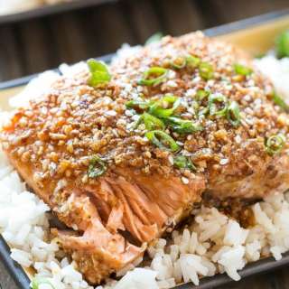 Almond Crusted Salmon with Honey Garlic Sauce