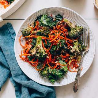Cheesy Roasted Broccoli & Chickpea Kale Salad