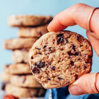 Chocolate Pecan Shortbread Cookies (Vegan + GF)