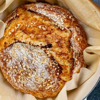 No Knead Honey Oat Bread
