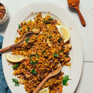 Curried Cauliflower Rice with Lentils & Crispy Shallot (Mujadara-Inspired)