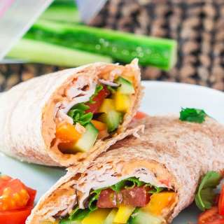 Turkey Hummus and Veggie Wraps