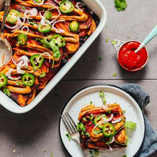 Plantain Black Bean Enchilada Bake