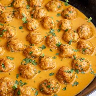 Thai Chicken Meatballs with Peanut Sauce