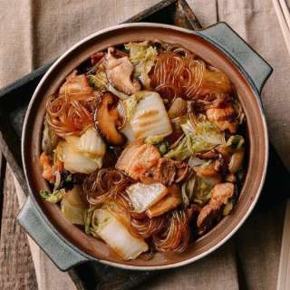 Braised Glass Noodles with Pork & Napa Cabbage