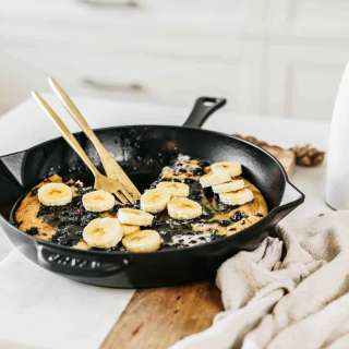 Vegan Blueberry Pancake Skillet with Chocolate