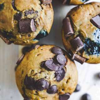 Vegan Chocolate Chip Muffins with Blueberries
