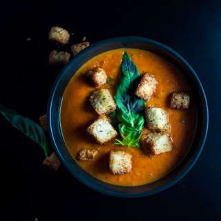Tomato Soup with Garlic and Sage Croutons