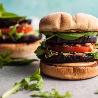 Grilled Portobello and Eggplant Veggie Burger