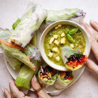 Summer Veggie Spring Rolls with Mango Salsa