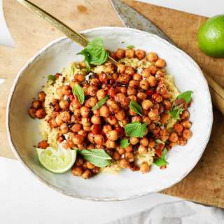 Crispy Chickpeas with Whipped Yogurt and Rice