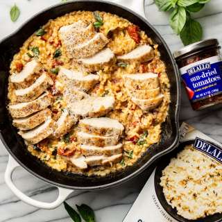 Easy Risotto with Sun-Dried Tomatoes, Basil, and Chicken