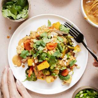 Sheet Pan Meal with Tofu, Vegetables and Peanut Sauce