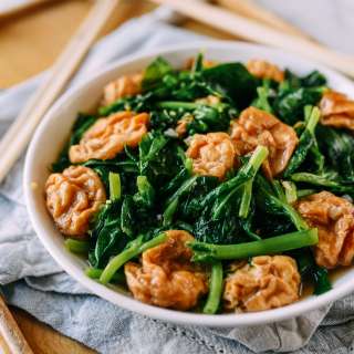 Seitan Puffs with Pea Tips