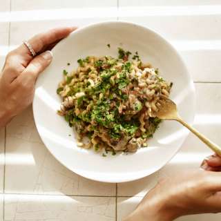 Creamy Mushroom Sauce with Long Fusilli